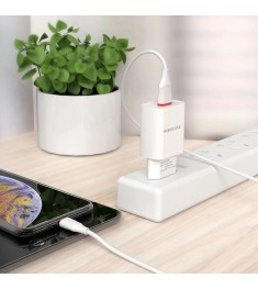 СЗУ-адаптер USB Borofone BA20A 2.1A + Lightning-кабель (Белый)